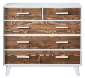 Comodă lemn masiv alb Timeless 3+2 Sertare, 98 × 45 × 85 cm