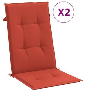 Perne scaun spătar înalt, 2 buc. melanj roșu 120x50x4 cm textil
