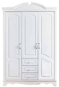 Dulap lemn masiv alb Elizabeth 3 Uși, 153 × 60 × 231 cm