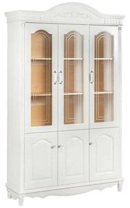 Vitrină lemn masiv alb Elizabeth 3 Uși, 139 × 43 × 223 cm