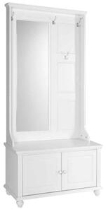 Cuier lemn masiv alb cu Oglinda Elizabeth, 92 × 40 × 191 cm