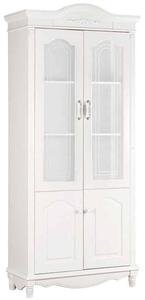 Bibliotecă lemn masiv alb 2 Uși Elizabeth, 98 × 43 × 223 cm