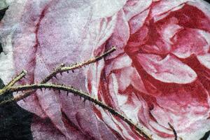 ANDRE 1629 covor lavabil flori vintage anti-alunecare - fekete si roz