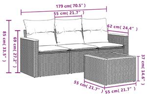 Set canapele de grădină, 4 piese, cu perne, bej, poliratan