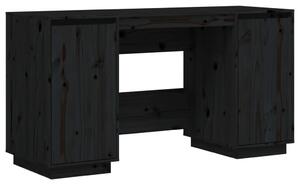 Birou, negru, 140x50x75 cm, lemn masiv de pin