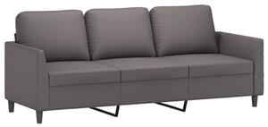 Canapea cu 3 locuri, gri, 180 cm, piele ecologică