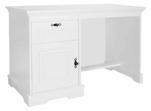 Birou lemn masiv alb Amelia, 120 × 60 × 80 cm