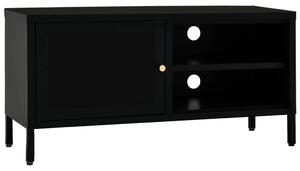 Dulap TV, negru, 90x30x44 cm, oțel și sticlă