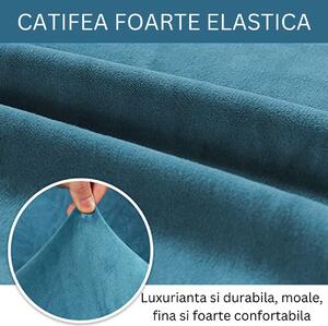 Husa Elastica din Catifea pentru Fotoliu, Cu Brate, Turquoise, HCCJ1-05