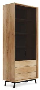 Vitrină stejar masiv Madison și Sticlă, 100 × 45 × 185 cm