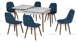 Palm Set masa 80*170 (extensibila) si scaune (6 bucati) Albastru HAMAN