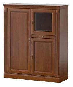 Corp lemn masiv Bibliotecă Bennett 17 Comodă Bar 3 Uși Poliță Glisantă L 123 9cm