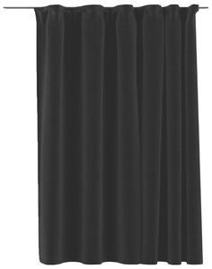 Draperii opace, aspect de in, negru, 290 x 245 cm, cu cârlige