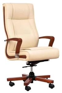 Scaun lemn masiv crem Toronto Model T3 Coniac - Piele