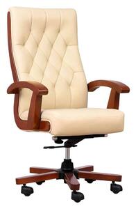 Scaun lemn masiv crem Toronto Model T1 Coniac - Piele