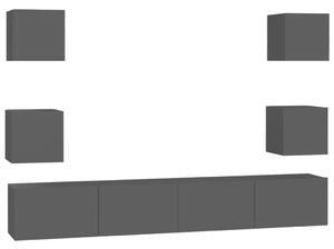Set dulapuri TV, 6 buc., negru, lemn prelucrat