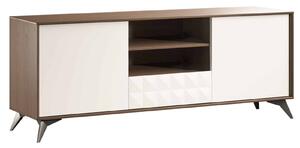 Comodă TV lemn masiv nuc Zion Crem-, 166 × 43 × 60 cm