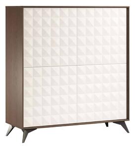 Comodă lemn masiv nuc Zion Crem-, 113 × 43 × 125 cm