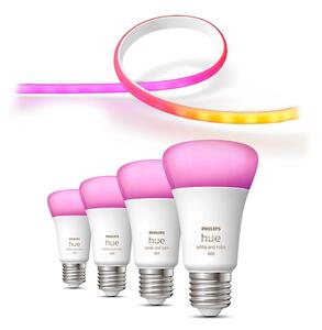 SET bandă LED RGBW dimabilă Philips Hue 2m 20W/230V + 4xLED Bulb E27/6,5W