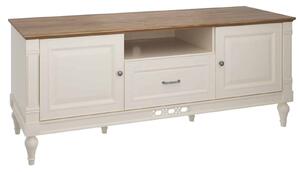 Comodă TV lemn masiv crem Provence -Natur, 161 × 45 × 64 cm