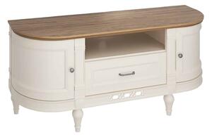 Comodă TV lemn masiv crem Provence -Natur, 134 × 39 × 59 cm