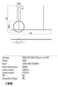 Lustră LED dimabilă pe cablu Redo 01-1734 GIOTTO LED/46W/230V alb