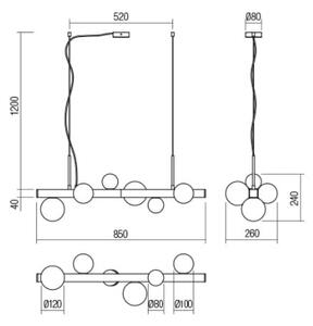 Lustră pe cablu GOJI Redo 01-2375 6xG9/28W/230V negru