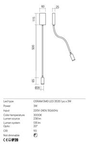 Veioză LED flexibilă Redo 01-2755 WALLIE LED/3W/230V USB CRI 90 negru