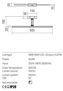 Aplică LED pentru tablouri LINEAR Redo 01-3462 LED/8W/230V 60,5 cm CRI 92 alb