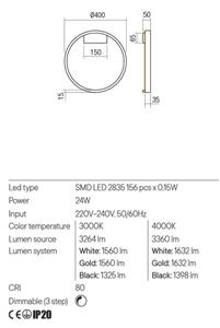 Aplică LED dimabilă Redo 01-2817 FEBE LED/24W/230V auriu