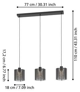 Lustră pe cablu Eglo 900738 SEGOVIA 3xE27/40W/230V