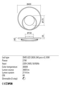 Redo 01-1790 - Aplică de perete LED dimabilă TORSION LED/27W/230V bronz