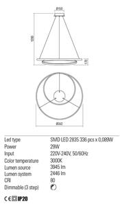 Lustră LED dimabilă pe cablu Redo 01-1793 TORSION LED/29W/230V alb