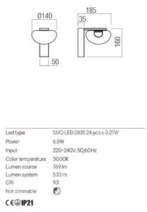 Aplică LED Redo 01-3241 SINCLAIR LED/6,5W/230V CRI 93 IP21 auriu