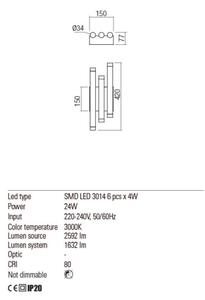 Aplică LED Redo 01-2036 MADISON 6xLED/4W/230V auriu