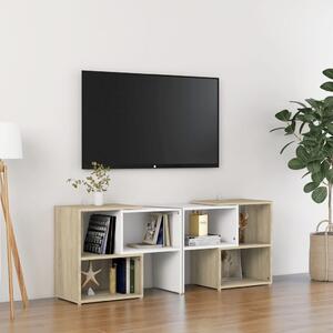 Comodă TV, alb și stejar sonoma, 104x30x52 cm, PAL