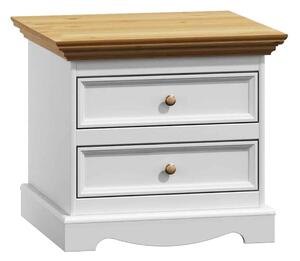 Noptieră lemn masiv alb-natur Linea, 59,5 × 44,2 × 53,2 cm