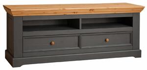 Comodă TV lemn masiv Iris Grafit, 169 × 42 × 63 cm