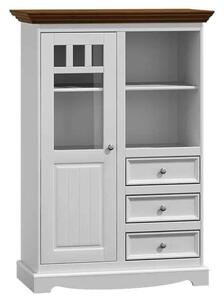 Vitrină lemn masiv nuc Linea Alb-, 90 × 45 × 130 cm