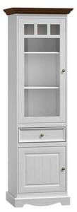Vitrină lemn masiv nuc Linea Alb-, 60 × 45 × 190 cm