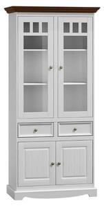 Vitrină lemn masiv nuc Linea Alb-, 90 × 45 × 190 cm