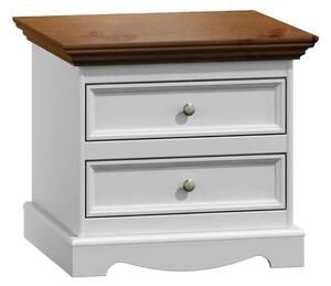 Noptieră lemn masiv nuc Linea Alb-, 59,5 × 44,2 × 53,2 cm
