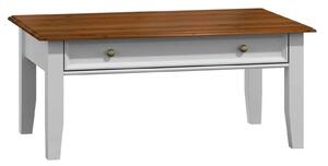 Masă lemn masiv nuc Cafea Linea cu Sertar 122x71cm Alb-