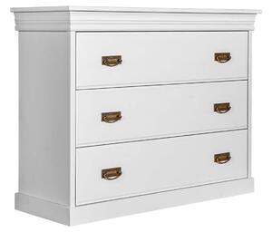 Comodă lemn masiv alb Florence, 107 × 42 × 83 cm