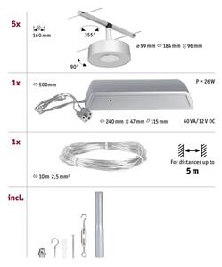 Paulmann 94475 - Set 5 x LED/5W, sistem complet cu cablu CIRCLE 230V, crom mat