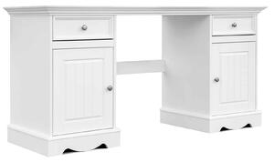 Birou lemn masiv alb Linea, 155 × 54 × 77 cm