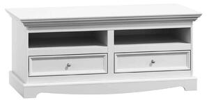 Comodă TV lemn masiv alb Linea, 111 × 53 × 53 cm