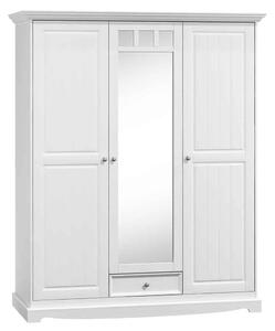 Dulap lemn masiv alb Linea, 156 × 65 × 190 cm