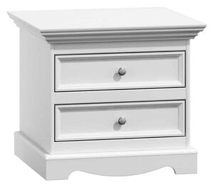 Noptieră lemn masiv alb Linea, 59,5 × 44,2 × 53,2 cm