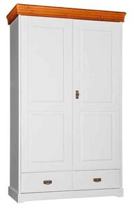 Dulap lemn masiv alb-natur Florence, 132 × 62 × 218 cm